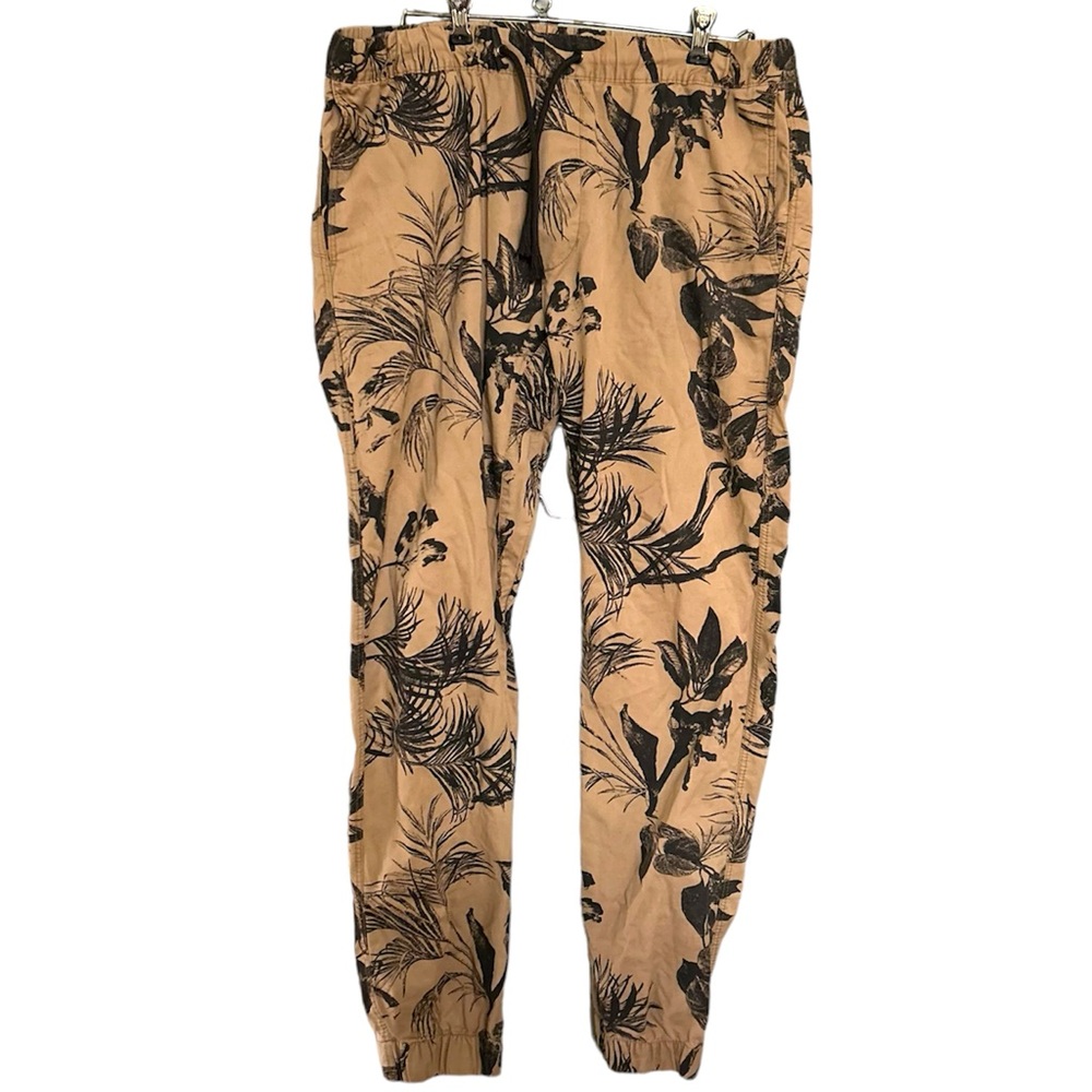 H&M Divided Men’s Floral Print Joggers Pants | SZ 32 Tan Floral